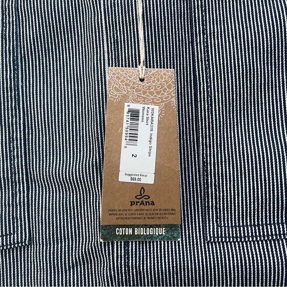 Prana Kara indigo stripe mini skirt‎ Women’s Size 2 - Picture 4 of 10